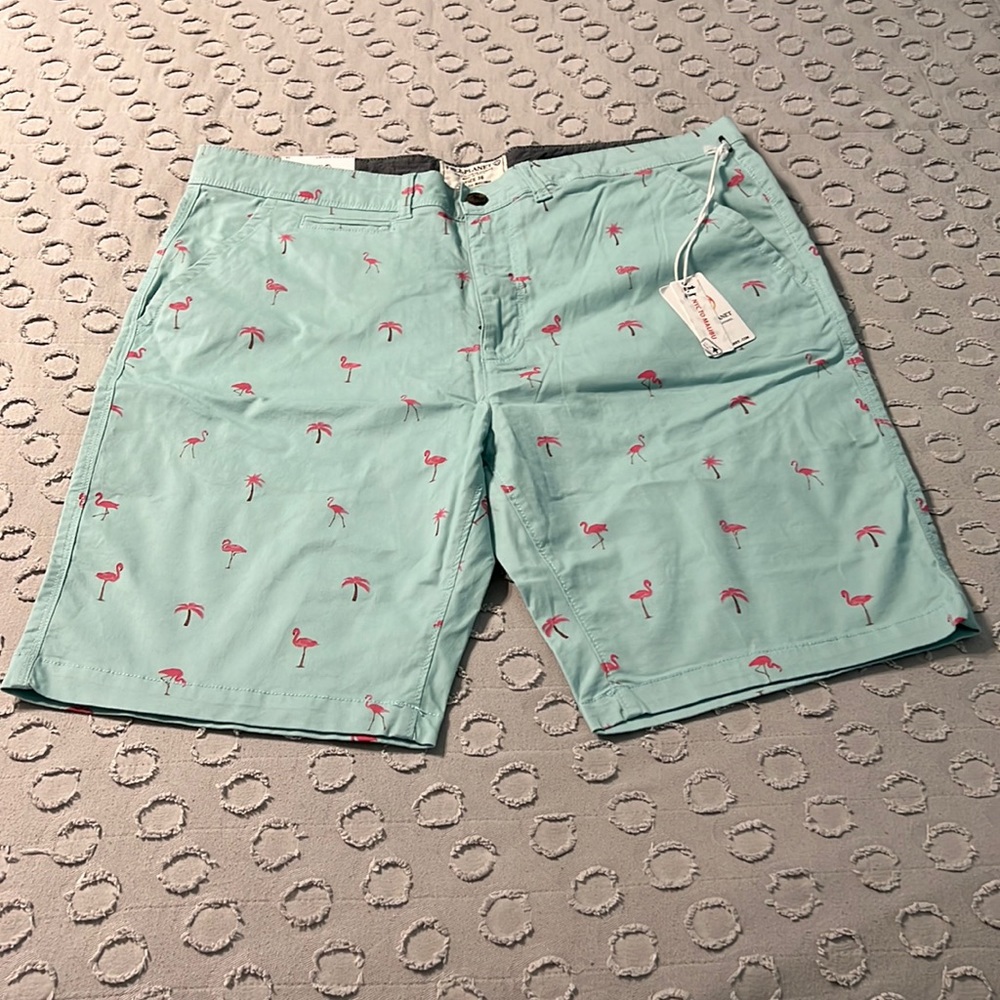 Free Planet Canal Blue Flamingo Flat Front Shorts. Men’s 36. NWT.